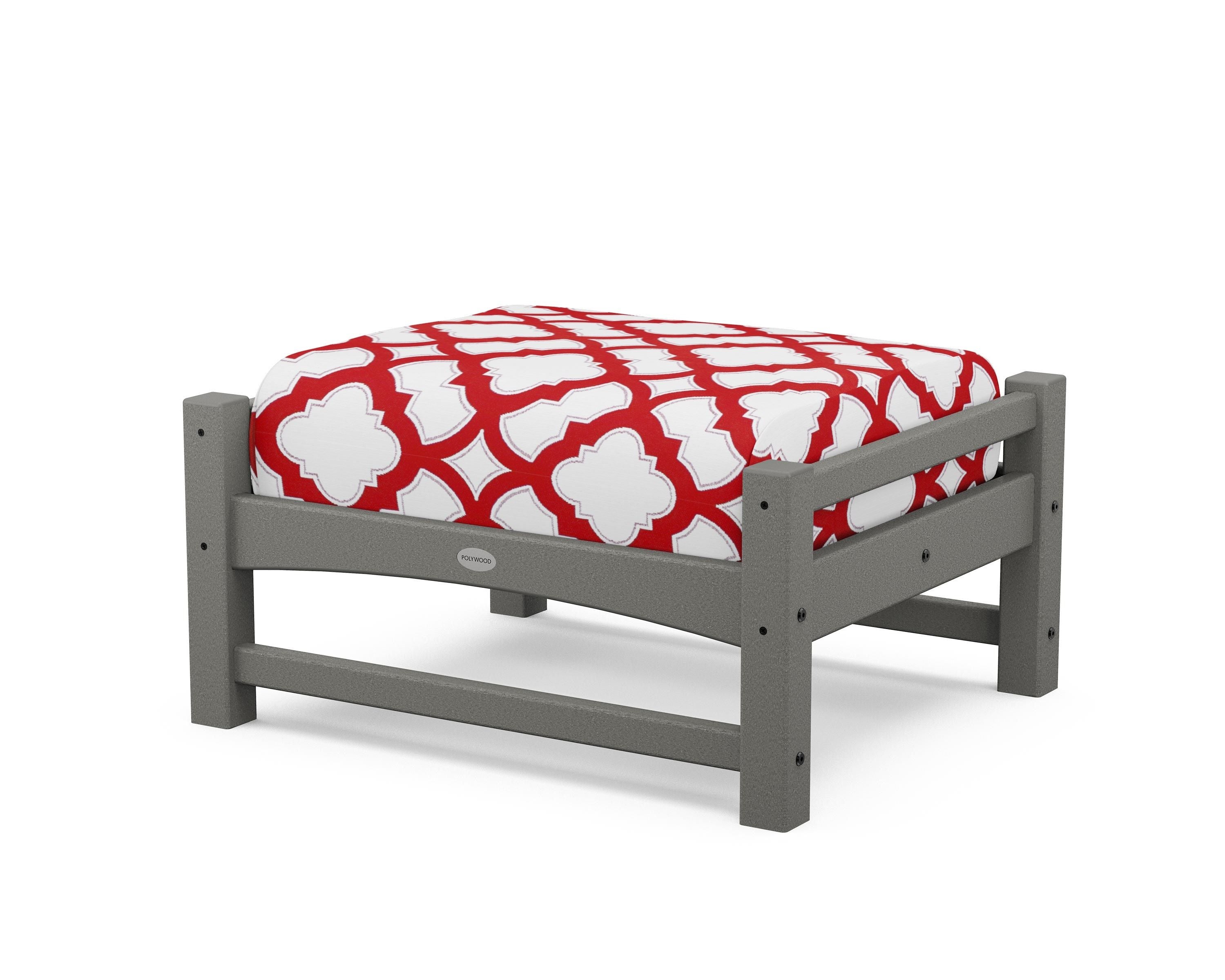 POLYWOOD® Club Ottoman in Slate Grey / Trellis Crimson