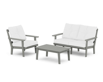 POLYWOOD® Oxford 3-Piece Deep Seating Set with Loveseat in Slate Grey / Natural