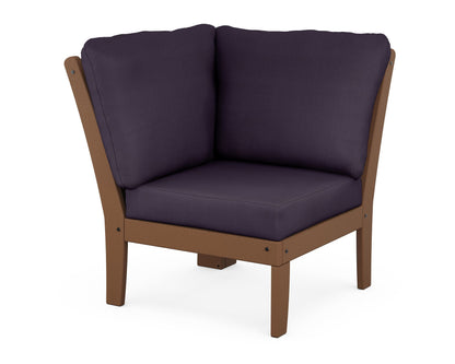 POLYWOOD® Braxton Modular Corner Chair in Teak / Navy Linen