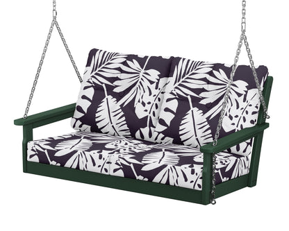 POLYWOOD® Vineyard Deep Seating Swing in Green / Leaf Navy