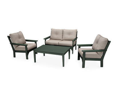 POLYWOOD® Vineyard 4-Piece Deep Seating Set in Green / Cast Ash