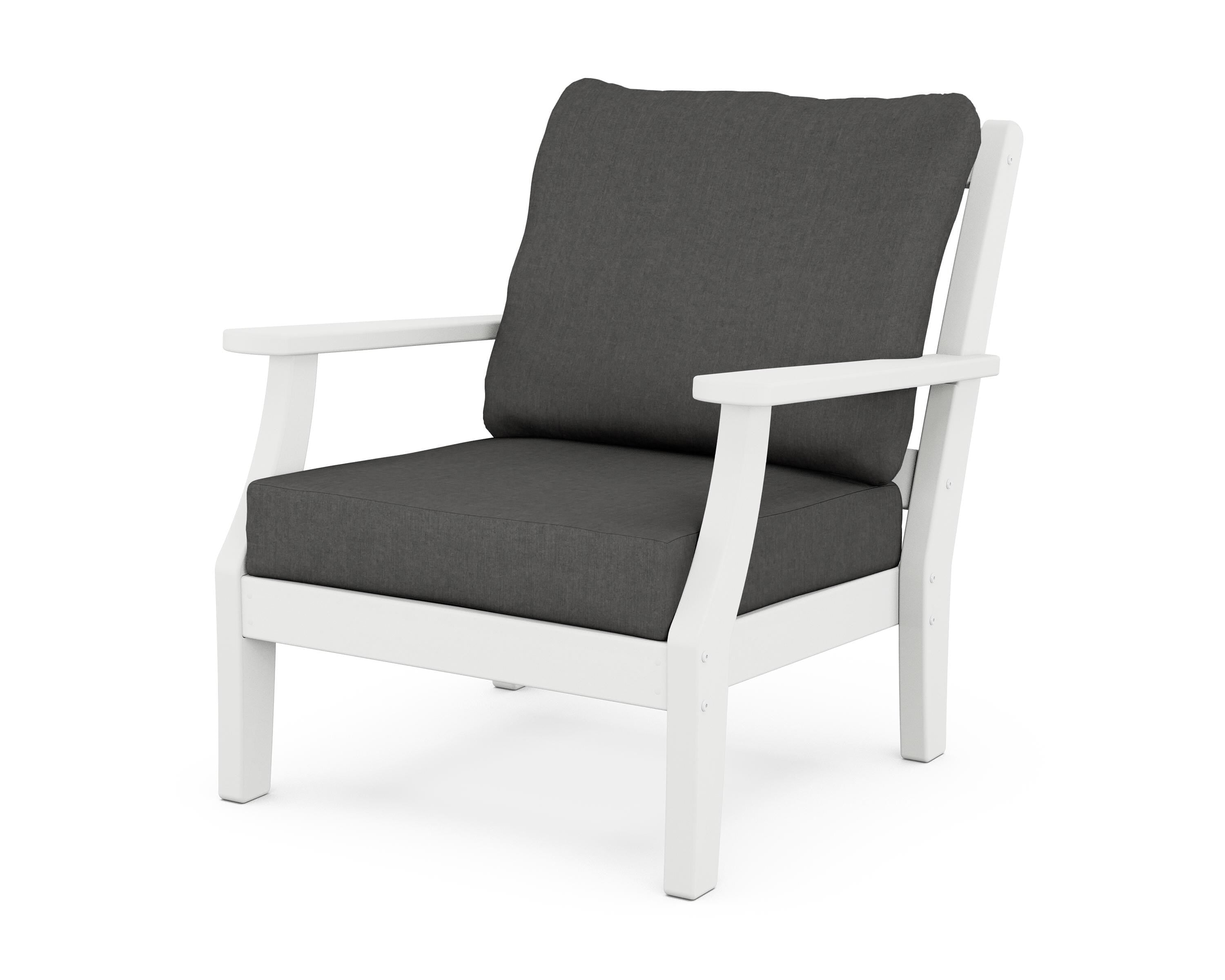 Martha Stewart by POLYWOOD® Chinoiserie Deep Seating Chair in White / Spectrum Carbon