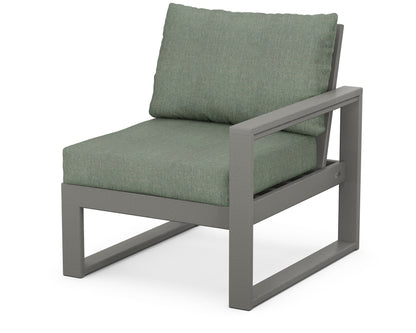 POLYWOOD® EDGE Modular Right Arm Chair in Slate Grey / Cast Sage