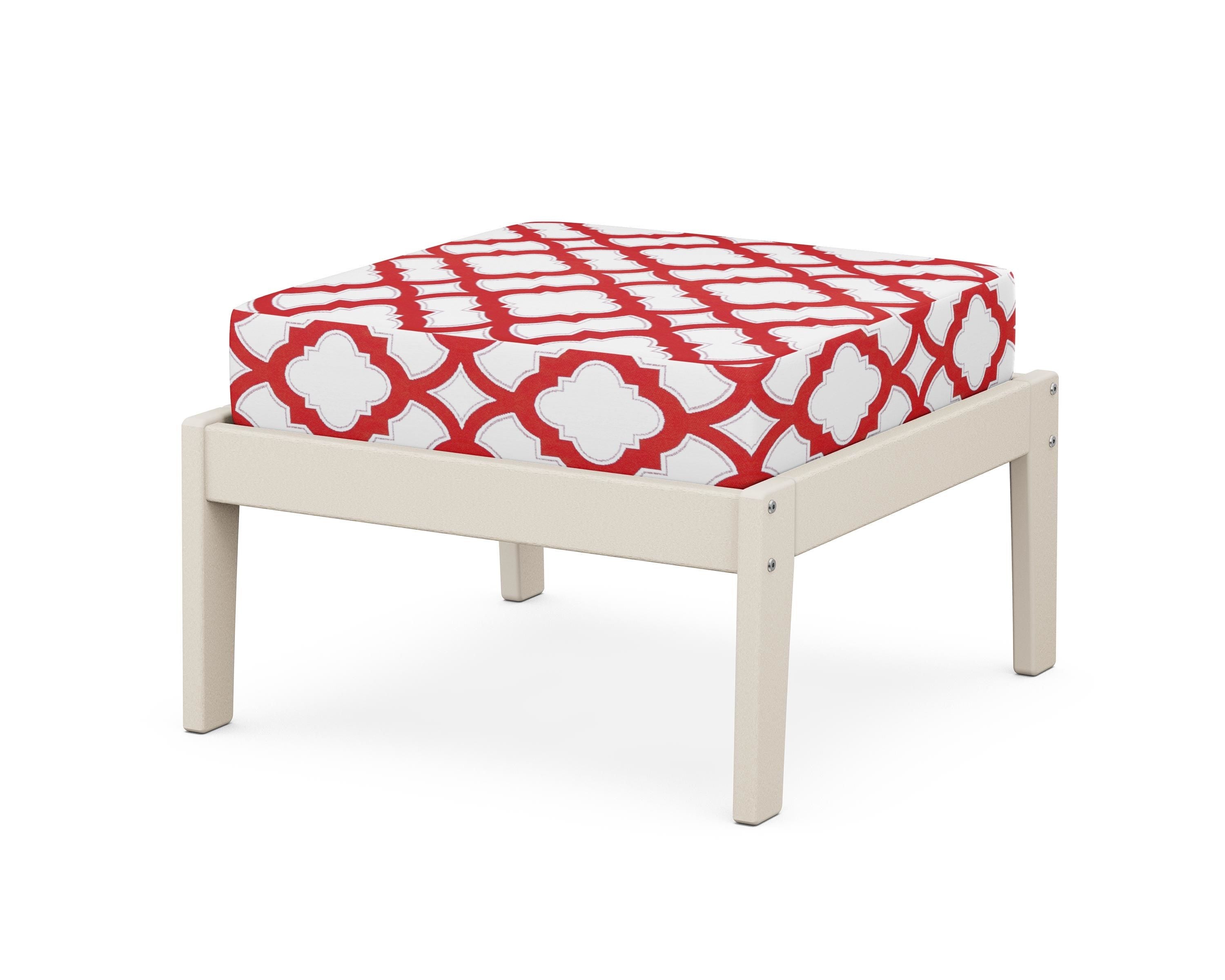 Unbranded Deep Seating Ottoman in Sand / Trellis Crimson