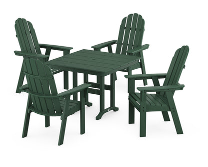 POLYWOOD® Vineyard Curveback Adirondack 5-Piece Farmhouse Dining Set in Green