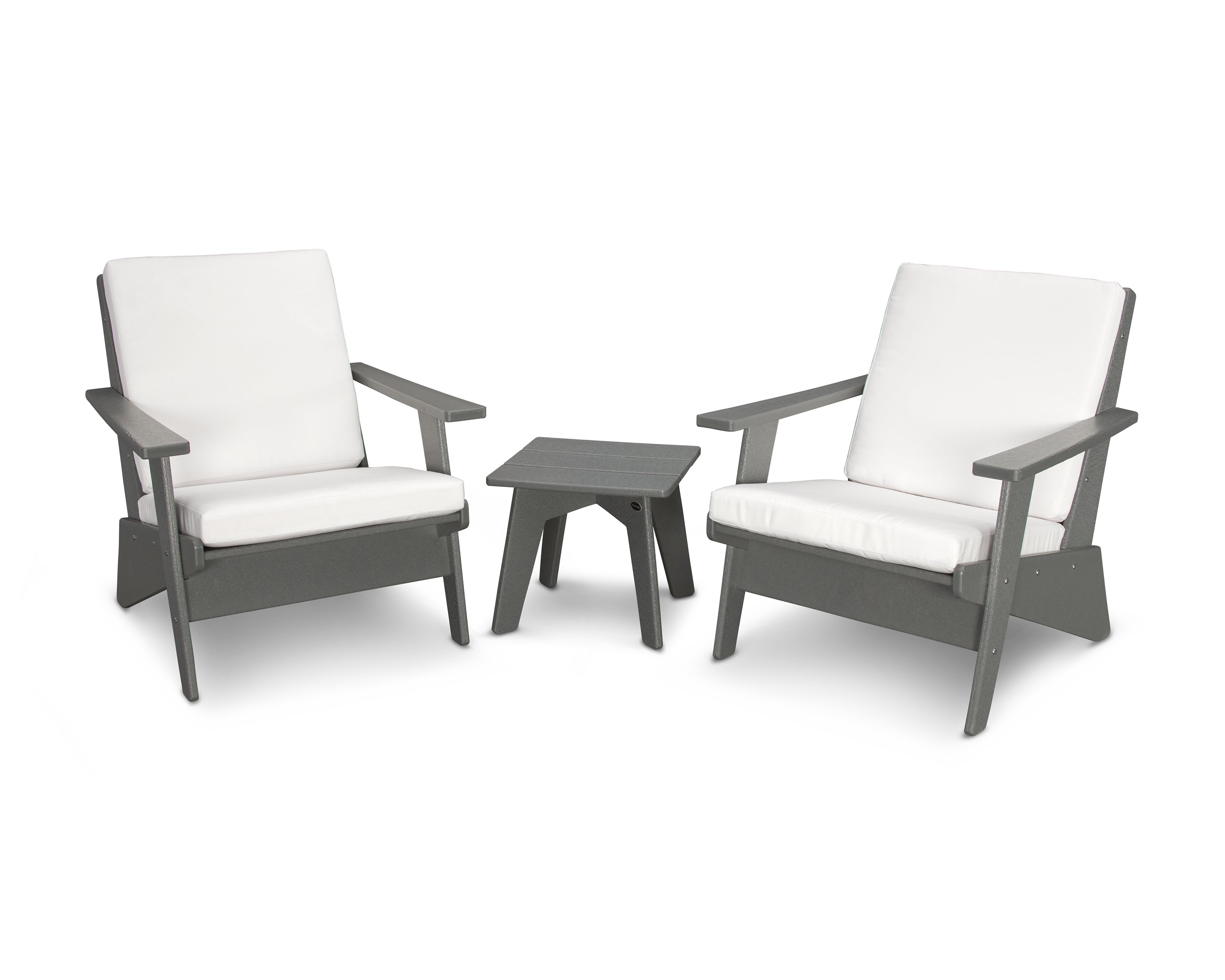 POLYWOOD® Riviera Modern Lounge 3-Piece Set in Slate Grey / Natural