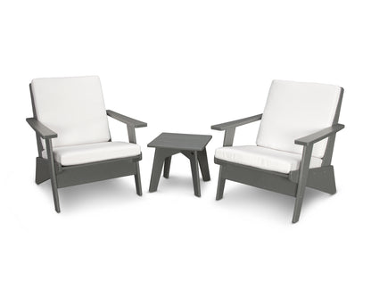 POLYWOOD® Riviera Modern Lounge 3-Piece Set in Slate Grey / Natural