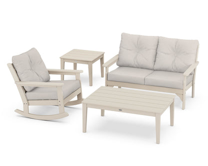 POLYWOOD® Vineyard 4-Piece Deep Seating Rocker Set in Sand / Cast Ash