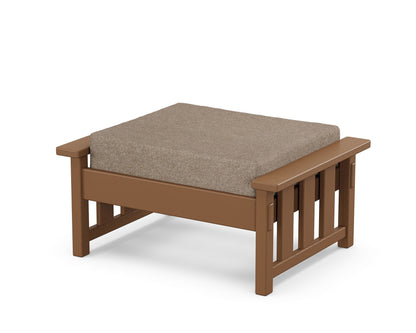 Martha Stewart by POLYWOOD® Acadia Deep Seating Ottoman in Teak / Spiced Burlap