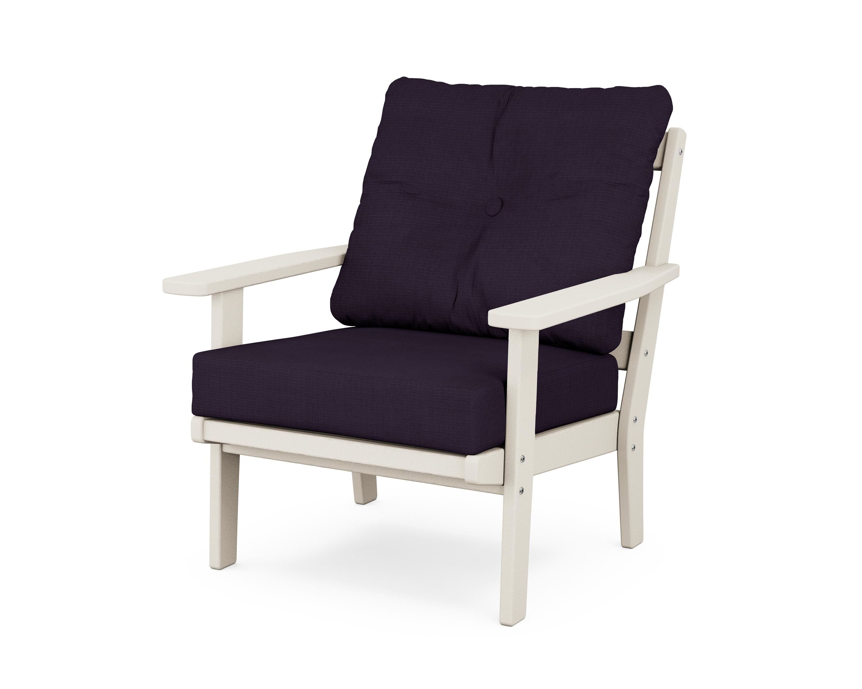 POLYWOOD® Prairie Deep Seating Chair in Sand / Navy Linen