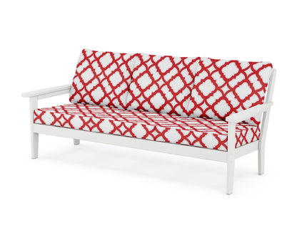 Country Living Cottage Deep Seating Sofa in White / Trellis Crimson