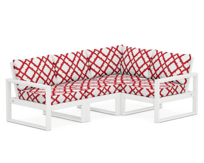 POLYWOOD® EDGE 4-Piece Modular Deep Seating Set in White / Trellis Crimson