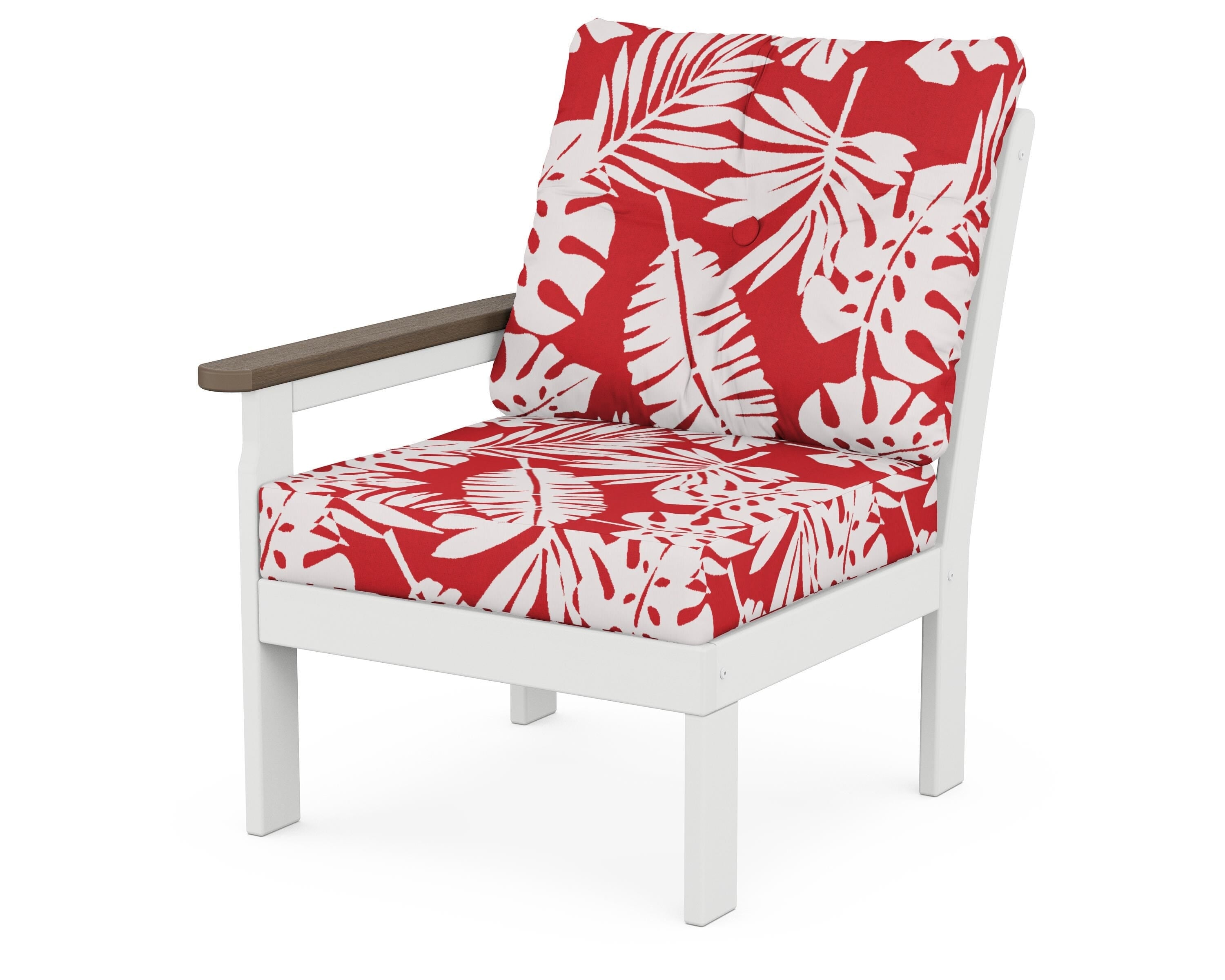 POLYWOOD® Vineyard Modular Left Arm Chair in White / Kona / Leaf Crimson