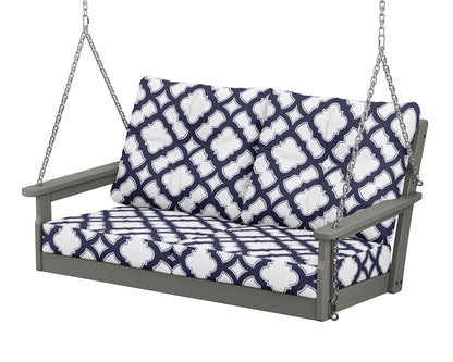 POLYWOOD® Vineyard Deep Seating Swing in Slate Grey / Trellis Navy
