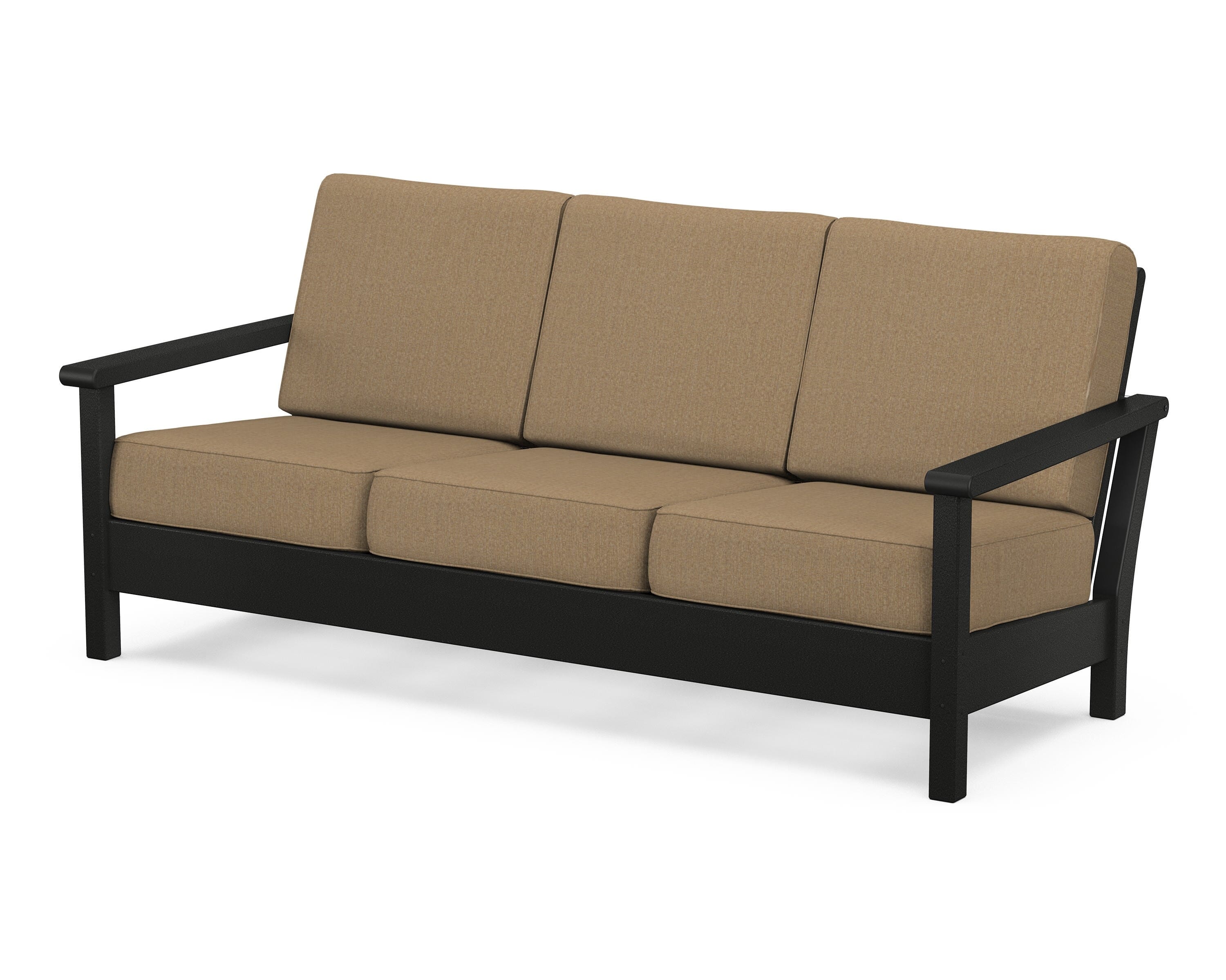 POLYWOOD® Harbour Deep Seating Sofa in Black / Sesame