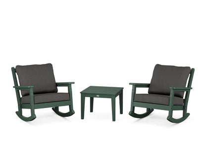 POLYWOOD® Chippendale 3-Piece Deep Seating Rocker Set in Green / Spectrum Carbon