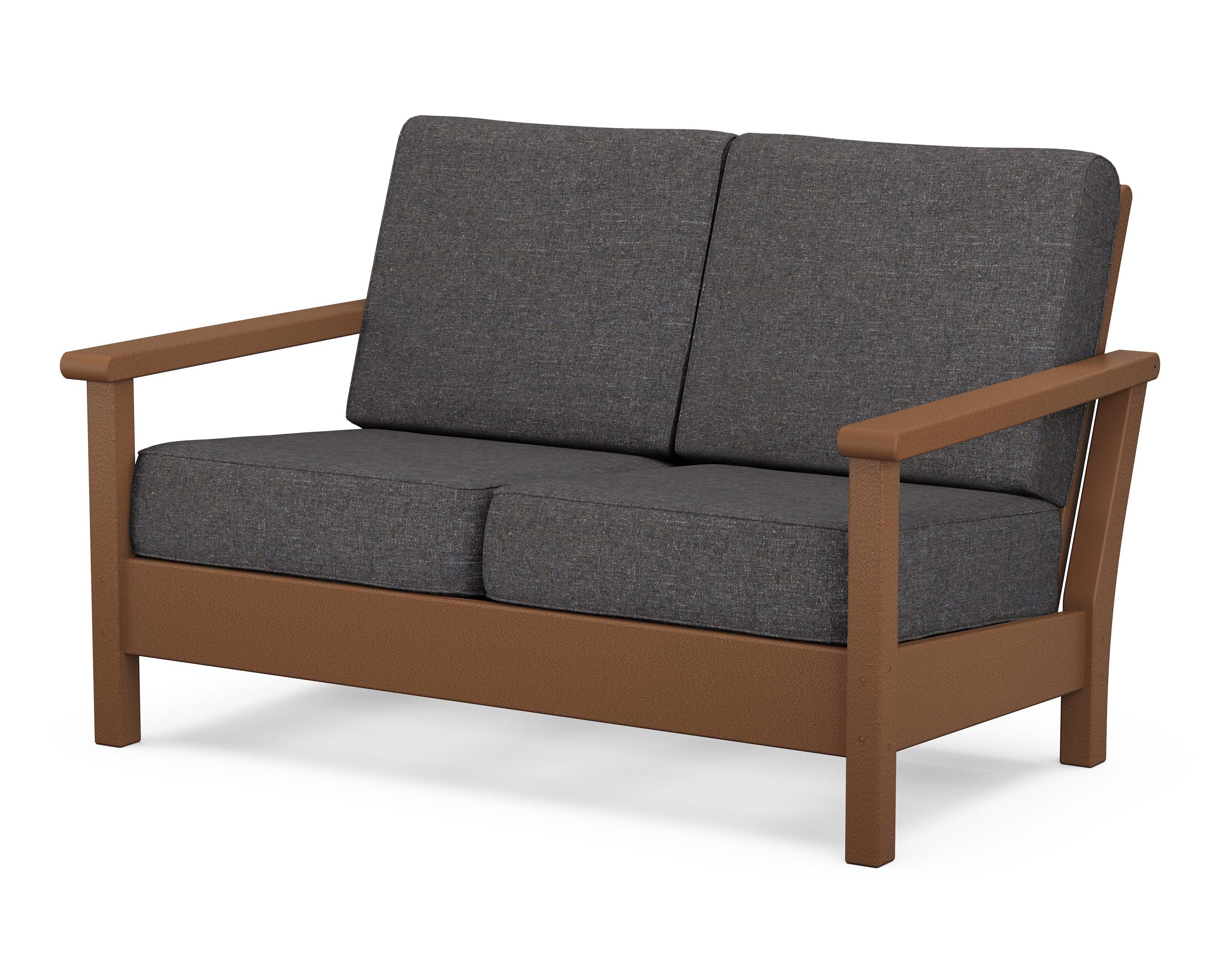 POLYWOOD® Harbour Deep Seating Loveseat in Teak / Ash Charcoal