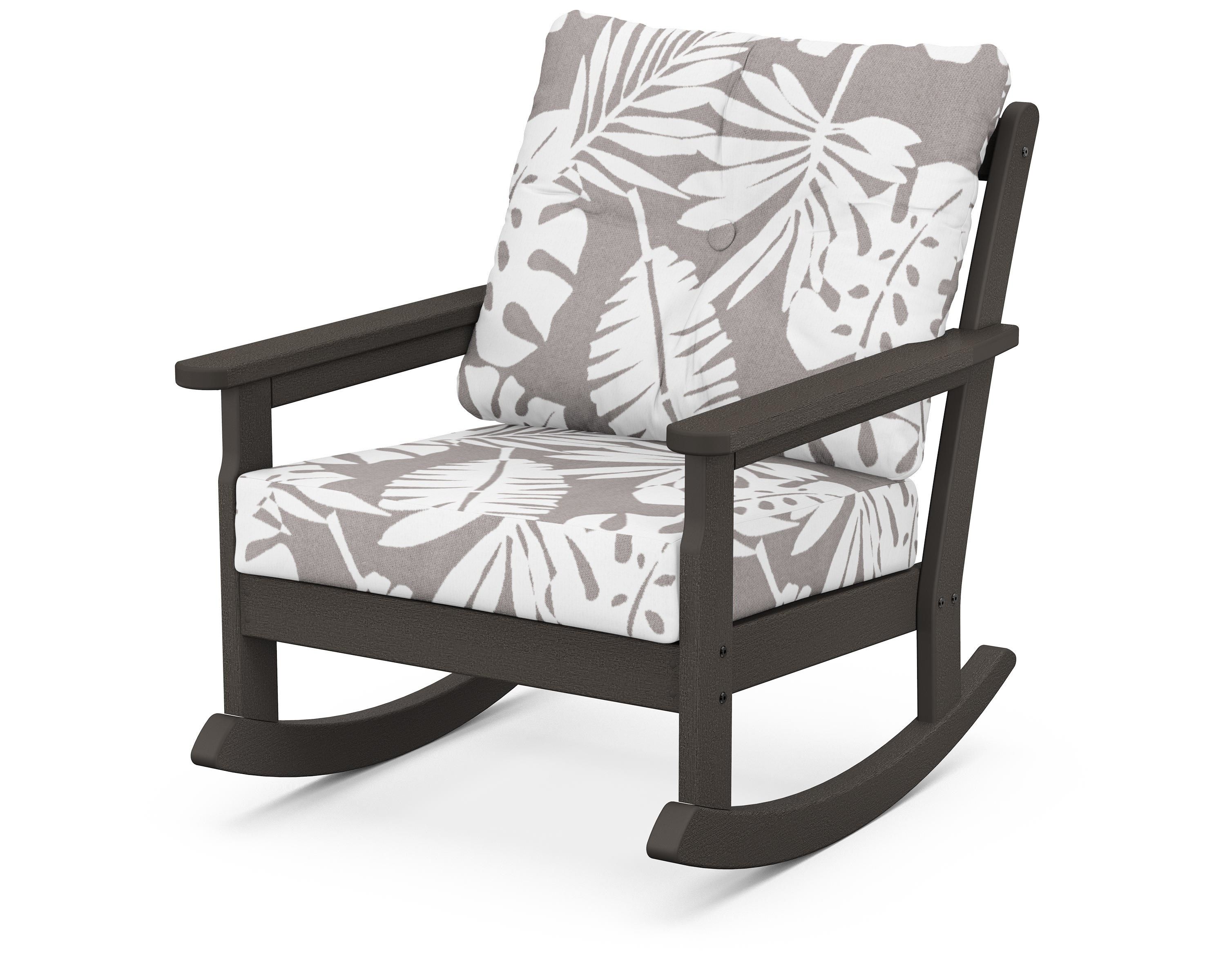 POLYWOOD® Vineyard Deep Seating Rocking Chair in Vintage Coffee / Leaf Grey Mist