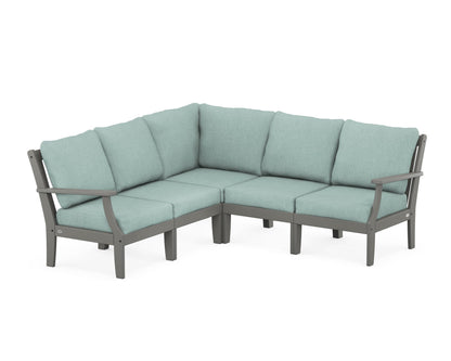 POLYWOOD® Braxton Modular 5-Piece Deep Seating Set in Slate Grey / Glacier Spa