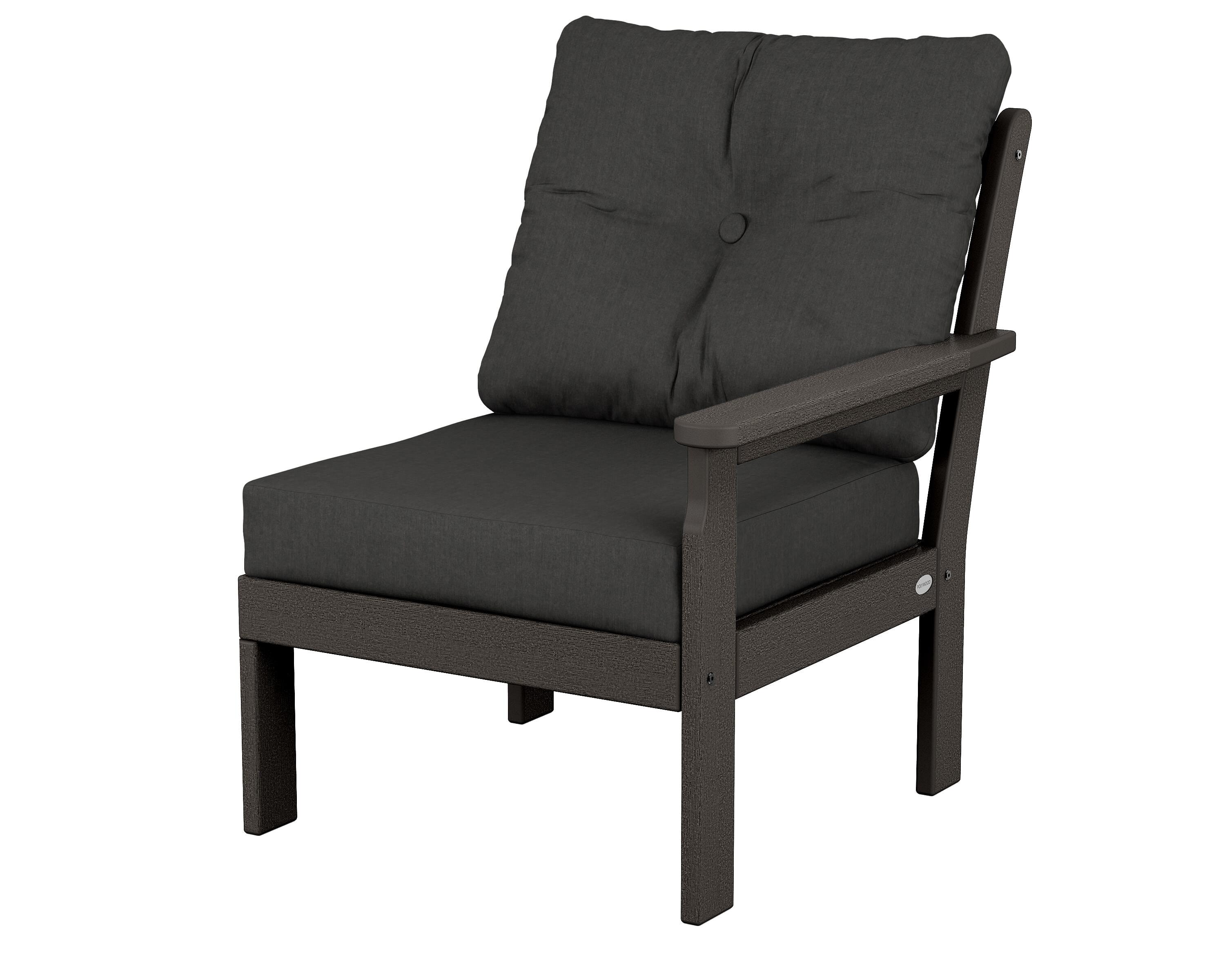 POLYWOOD® Vineyard Modular Right Arm Chair in Vintage Coffee / Spectrum Carbon