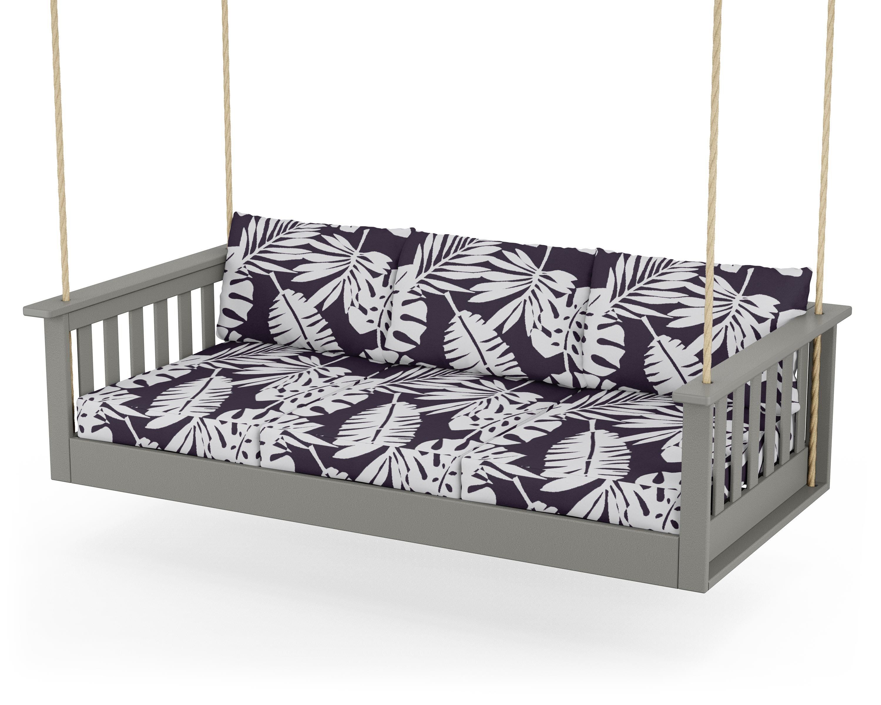 POLYWOOD® Vineyard Daybed Swing in Slate Grey / Leaf Navy