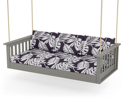POLYWOOD® Vineyard Daybed Swing in Slate Grey / Leaf Navy