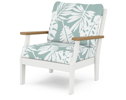 POLYWOOD® Braxton Deep Seating Chair in White / Natural / Leaf Glacier Spa