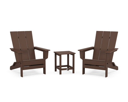 POLYWOOD® 3-Piece Modern Studio Folding Adirondack Set in Mahogany