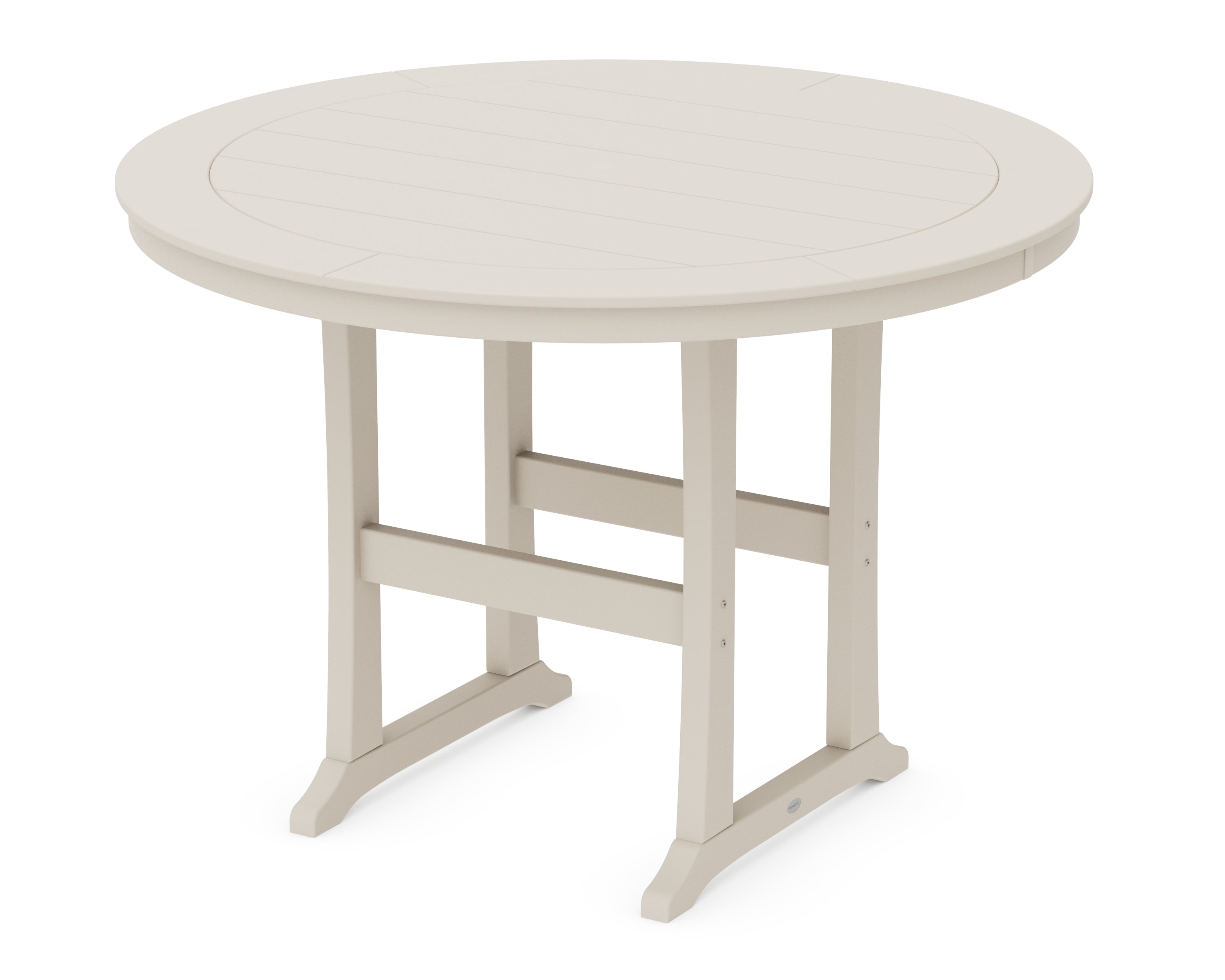 POLYWOOD® Nautical Trestle 60" Round Bar Table in Sand