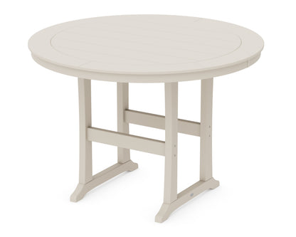 POLYWOOD® Nautical Trestle 60" Round Bar Table in Sand