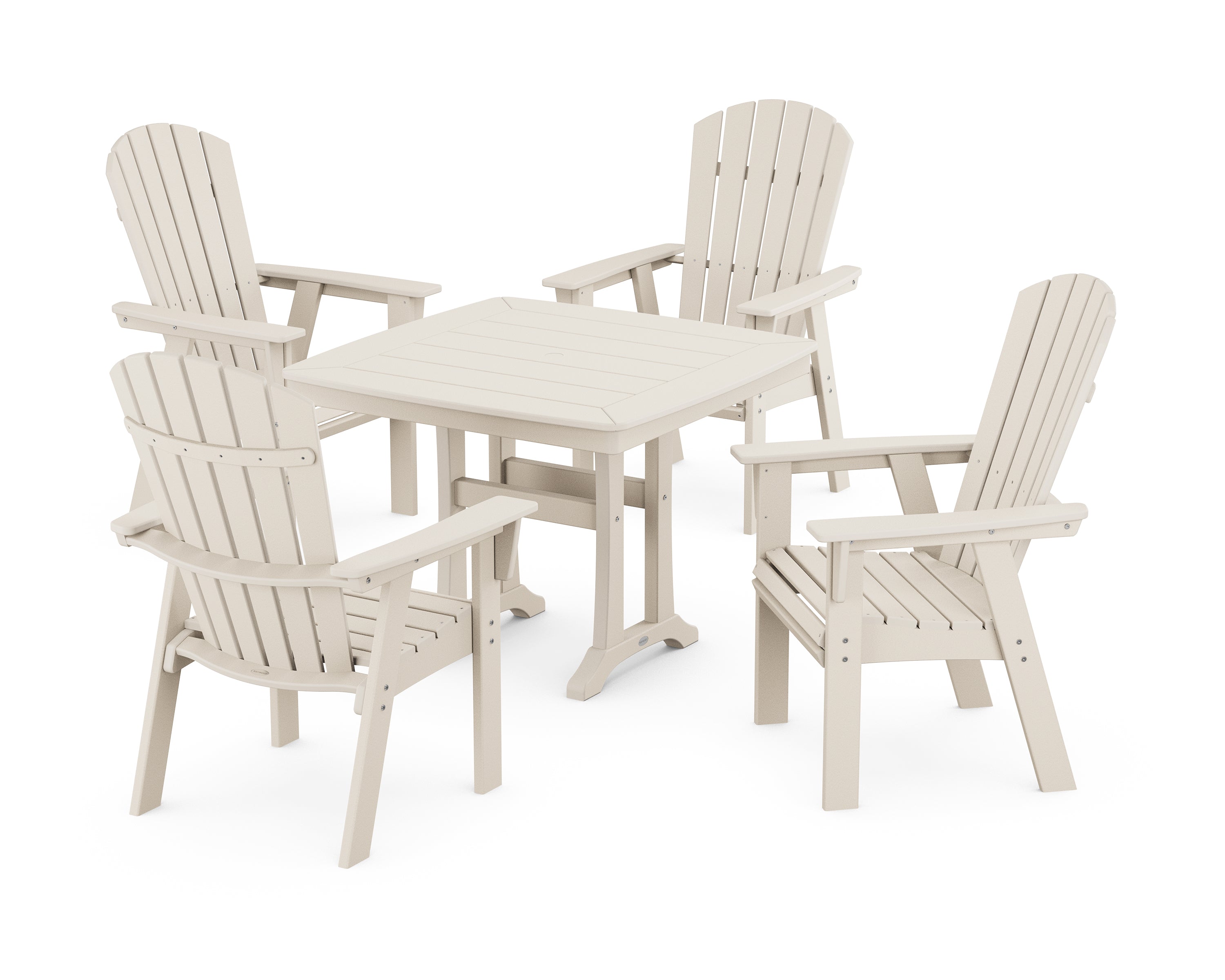 POLYWOOD® Nautical Adirondack 5-Piece Dining Set with Trestle Legs in Sand