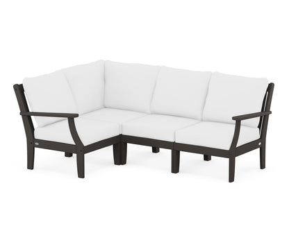 POLYWOOD® Braxton Modular 4-Piece Deep Seating Set in Vintage Coffee / Natural