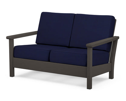 POLYWOOD® Harbour Deep Seating Loveseat in Vintage Coffee / Navy