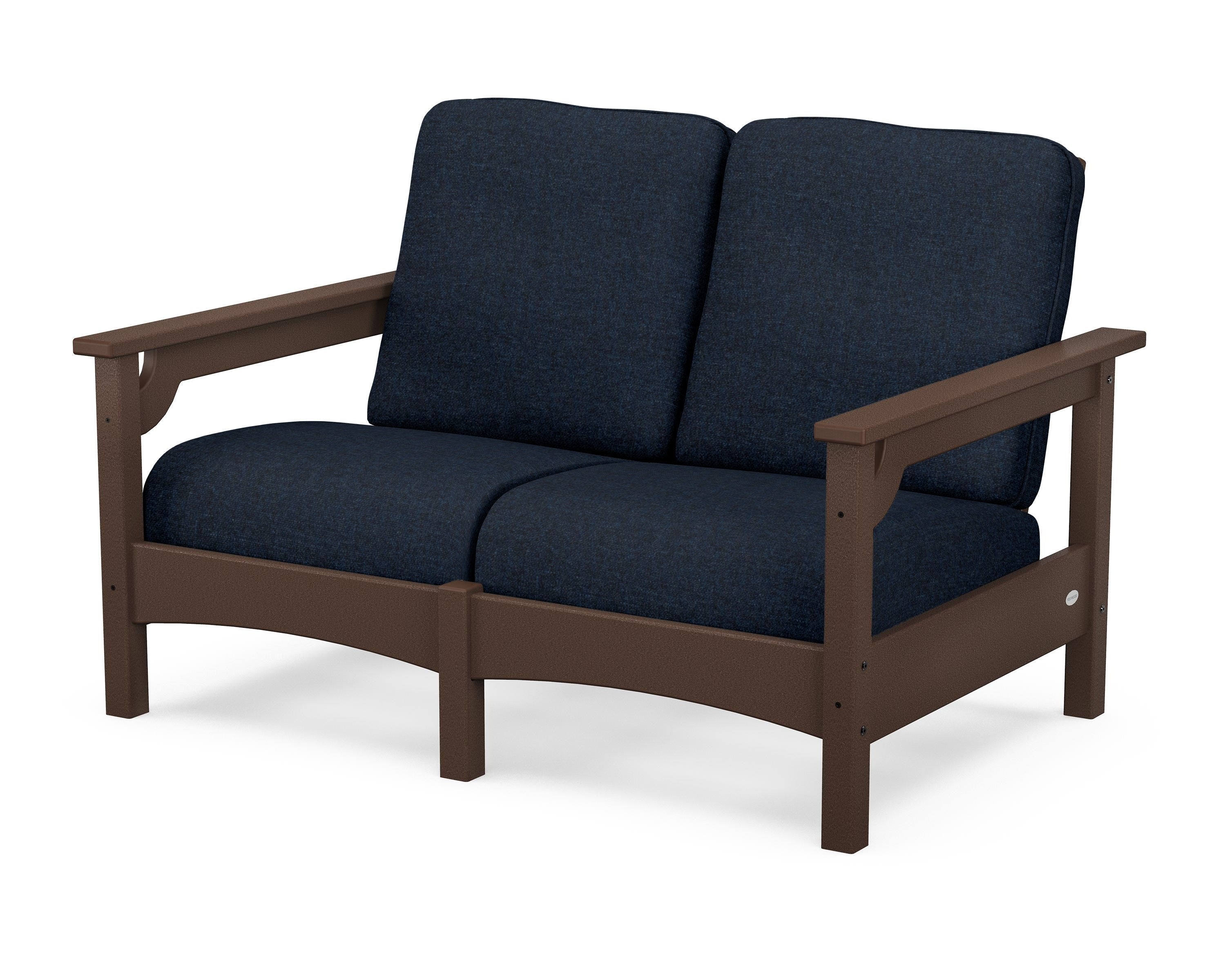 POLYWOOD® Club Loveseat in Mahogany / Marine Indigo