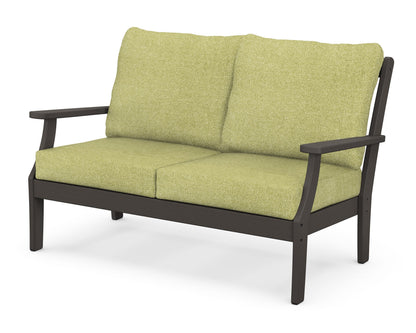 POLYWOOD® Braxton Deep Seating Loveseat in Vintage Coffee / Chartreuse Boucle