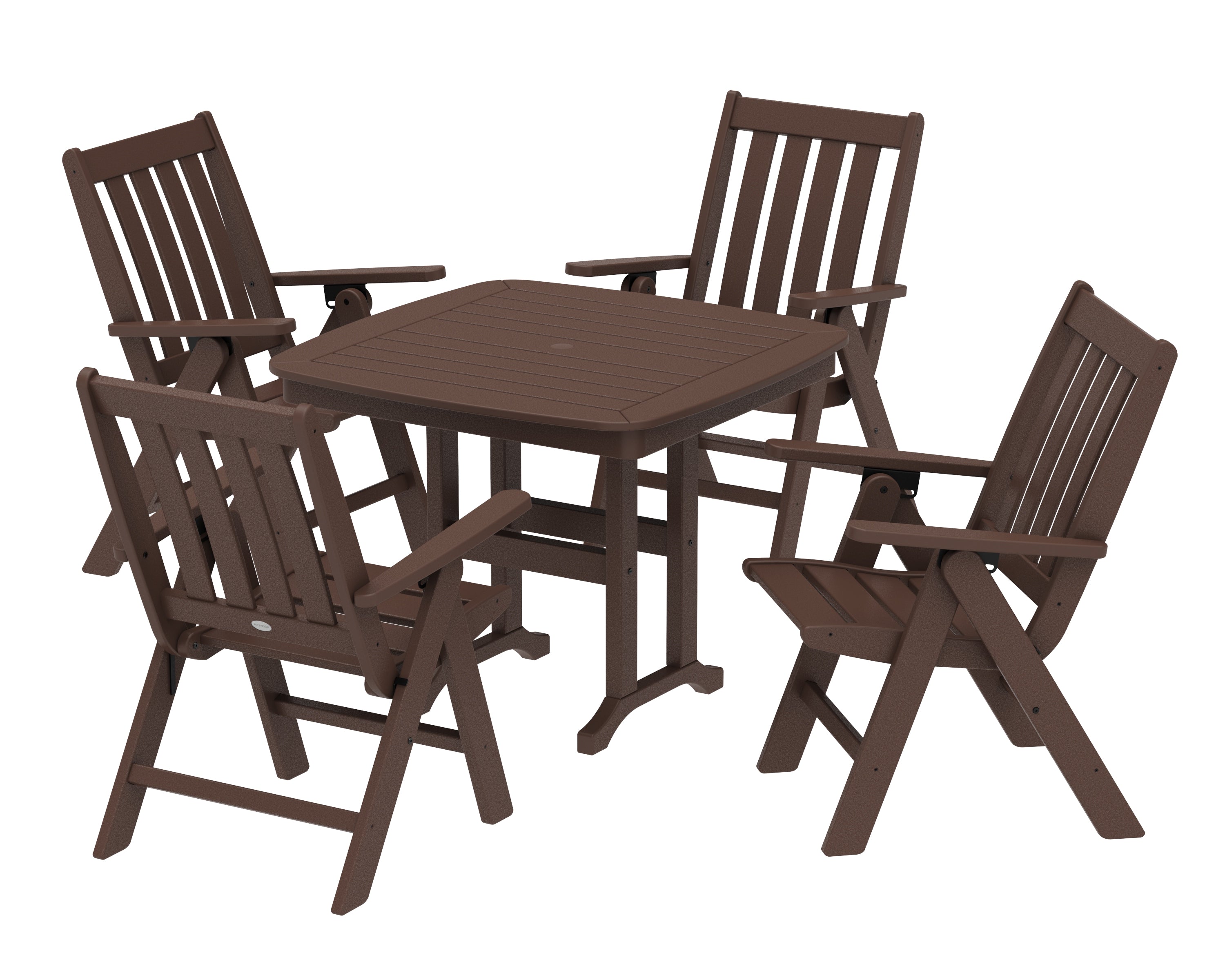 POLYWOOD® Vineyard Folding Chair 5-Piece Dining Set in Mahogany