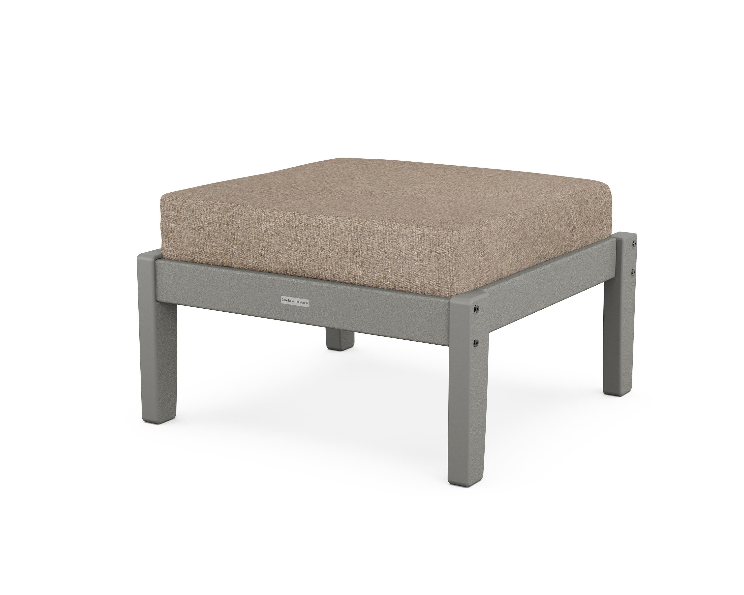 Martha Stewart by POLYWOOD® Chinoiserie Deep Seating Ottoman in Slate Grey / Spiced Burlap