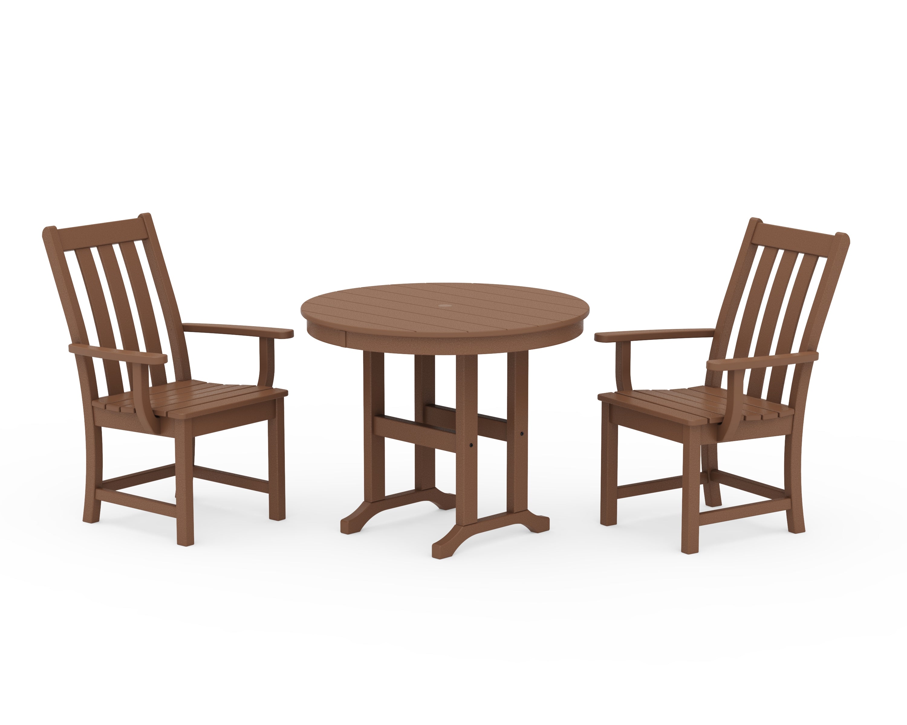 POLYWOOD® Vineyard 3-Piece Round Dining Set in Teak