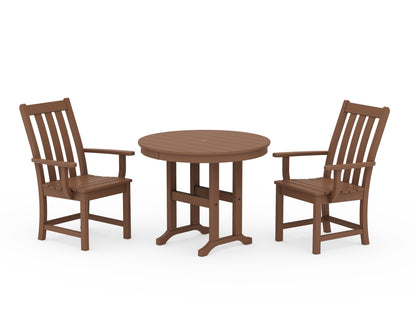 POLYWOOD® Vineyard 3-Piece Round Dining Set in Teak