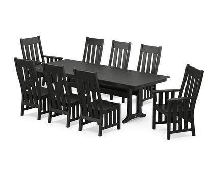 Martha Stewart by POLYWOOD® Acadia 9-Piece Farmhouse Dining Set with Trestle Legs in Black