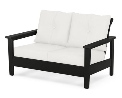 POLYWOOD® Prescott Deep Seating Loveseat in Black / Natural Linen