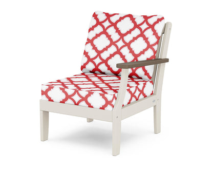 POLYWOOD® Braxton Modular Right Arm Chair in Sand / Kona / Trellis Crimson