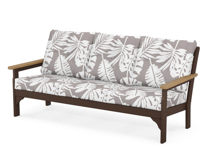 POLYWOOD® Vineyard Deep Seating Sofa in Mahogany / Natural / Leaf Grey Mist