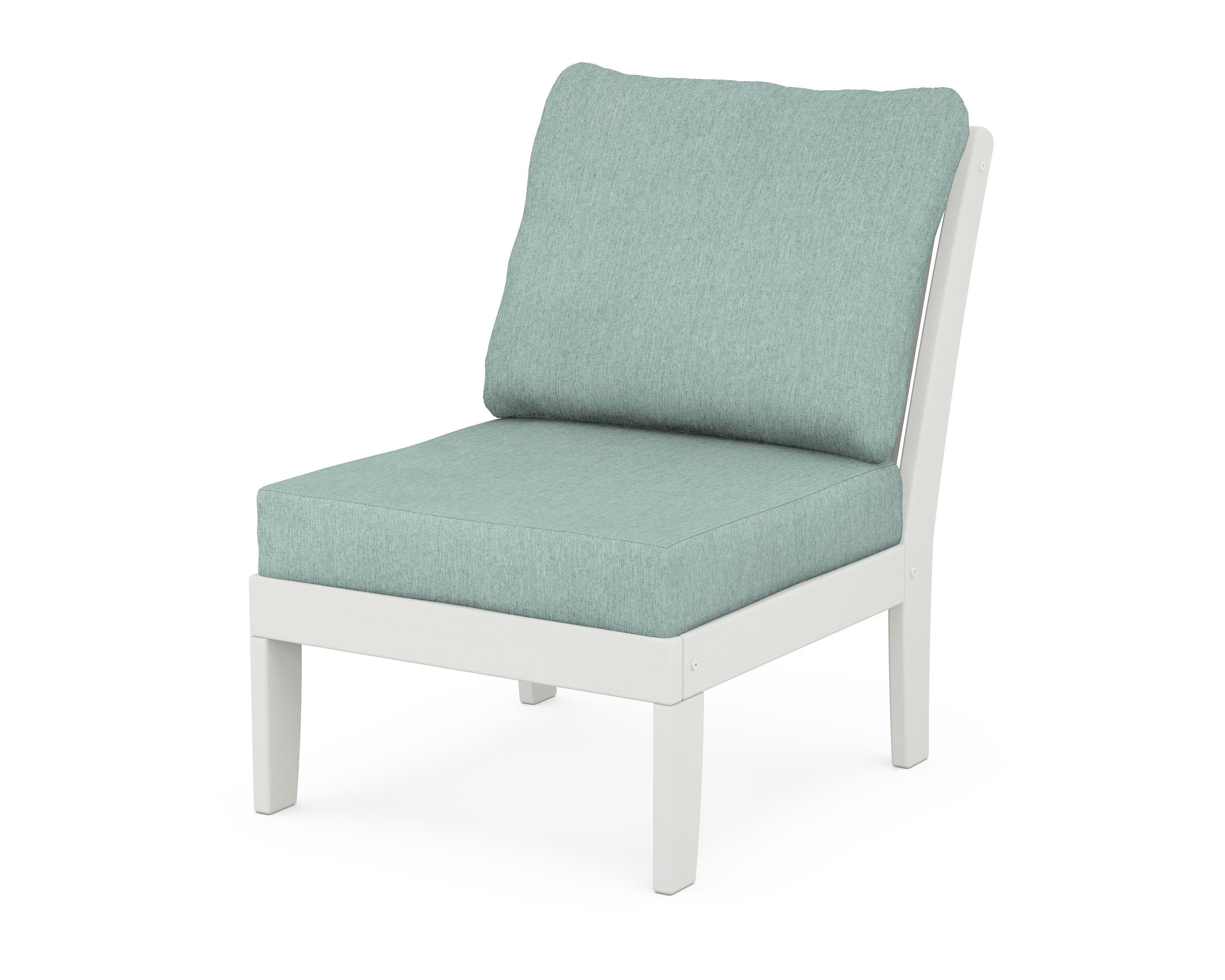 POLYWOOD® Braxton Modular Armless Chair in Vintage White / Glacier Spa