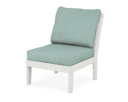POLYWOOD® Braxton Modular Armless Chair in Vintage White / Glacier Spa