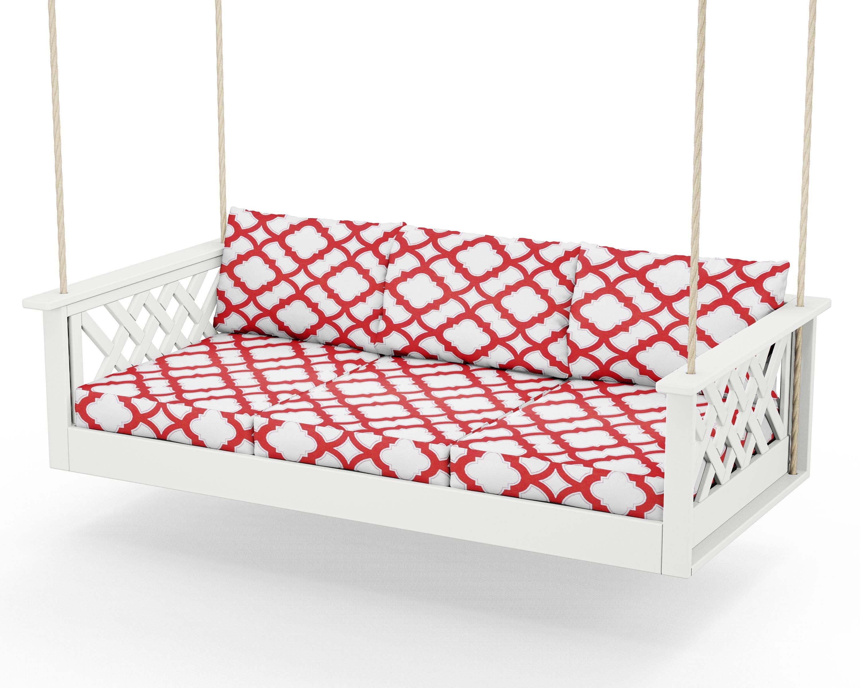 Country Living Wovendale Daybed Swing in White / Trellis Crimson