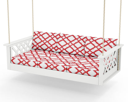 Country Living Wovendale Daybed Swing in White / Trellis Crimson