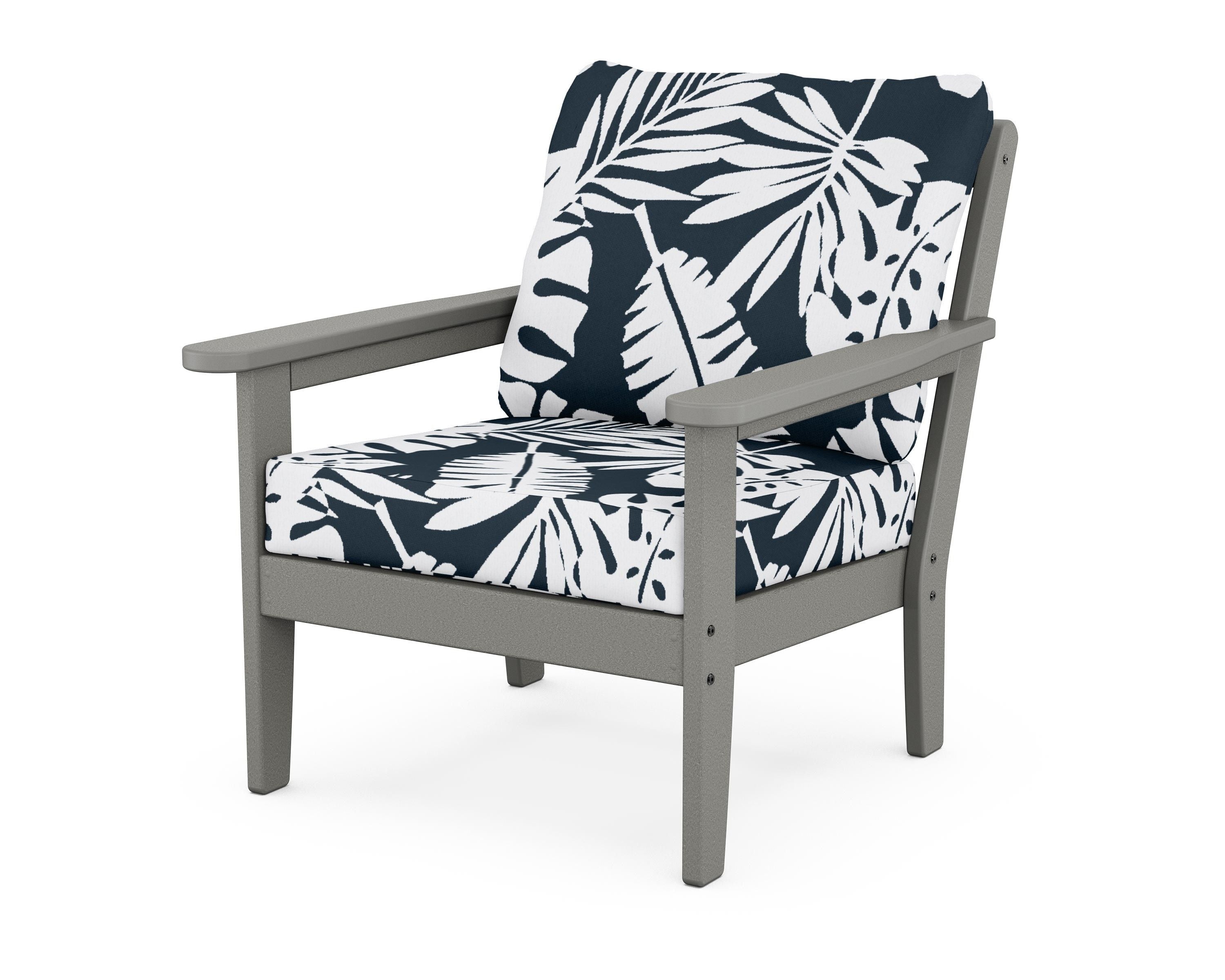 Country Living Cottage Deep Seating Chair in Slate Grey / Leaf Marine Indigo