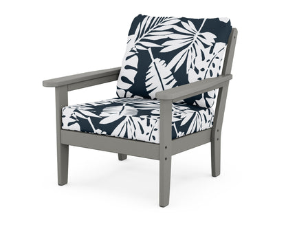 Country Living Cottage Deep Seating Chair in Slate Grey / Leaf Marine Indigo