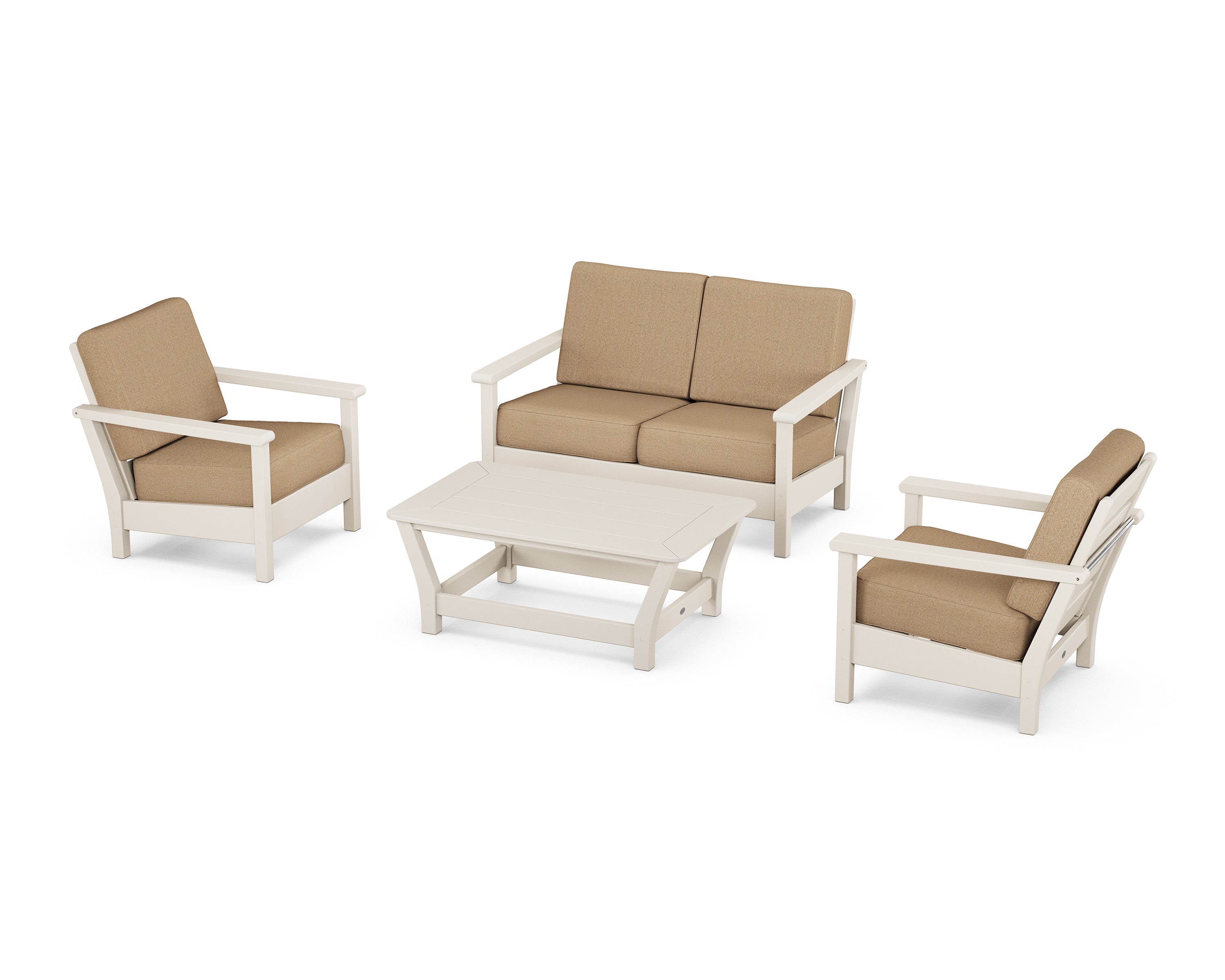 POLYWOOD® Harbour 4-Piece Deep Seating Set in Sand / Sesame